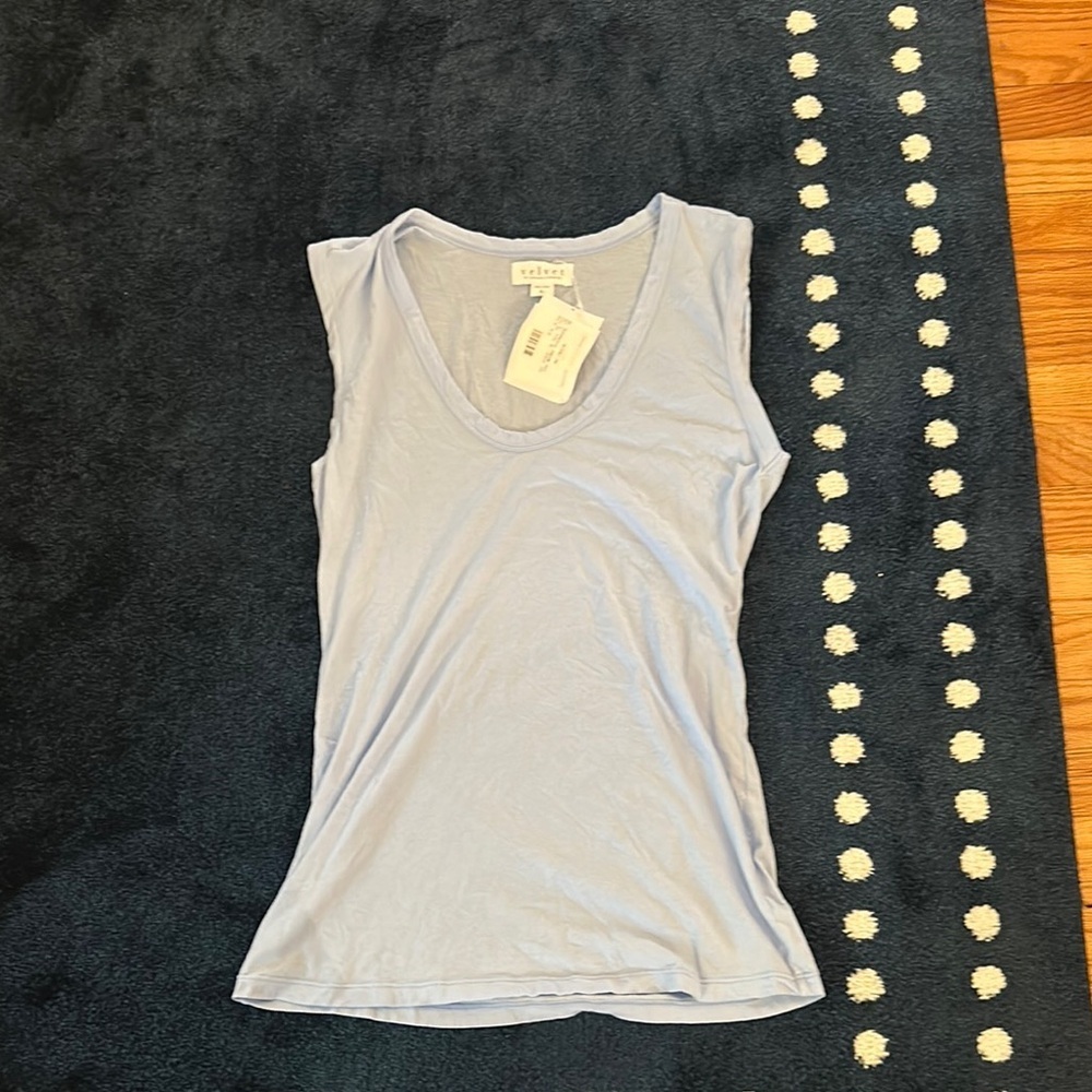 Velvet Blue Sleeveless Tank Top